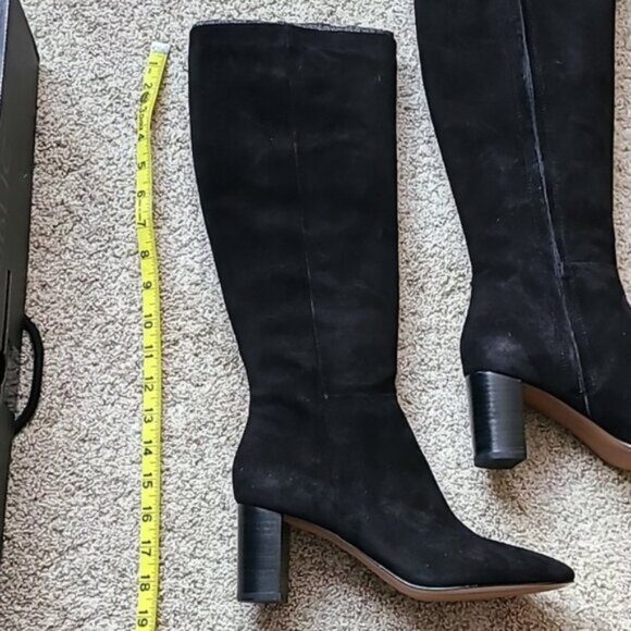 Brand New Banana Republic Black Suede Tall Shaft Block Heels - Picture 10 of 13